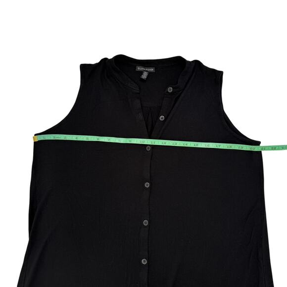 EILEEN FISHER Black Viscose Button Up Sleeveless Blouse Top Size Small #R16VFF - Picture 8 of 9